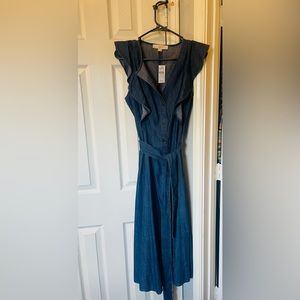 Loft brand new denim color midi dress. Size 6